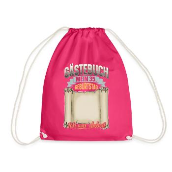 35. Geburtstag Gästebuch - Turnbeutel - Fuchsia - Vorne