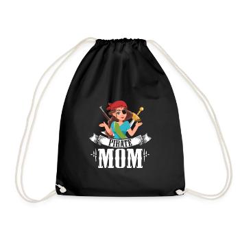 Pirate Mom Gift For A Pirate Mother - Drawstring Bag - black - Front