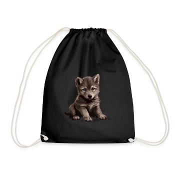 Wolf Scratch Marks Claws Wild Forest Animal Baby Wolf - Drawstring Bag - black - Front