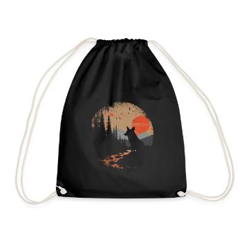 Fuchs Kopf Wald Tier Natur Bäume Baby Fuchs - Turnbeutel - Schwarz - Vorne