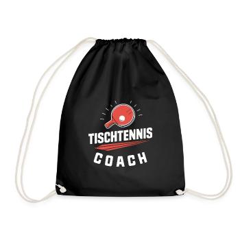 Tischtennis-Ping-Pong-Coach - Turnbeutel - Schwarz - Vorne