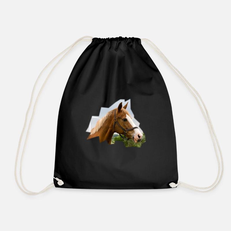 Horse. Horse. - Drawstring Bag - black