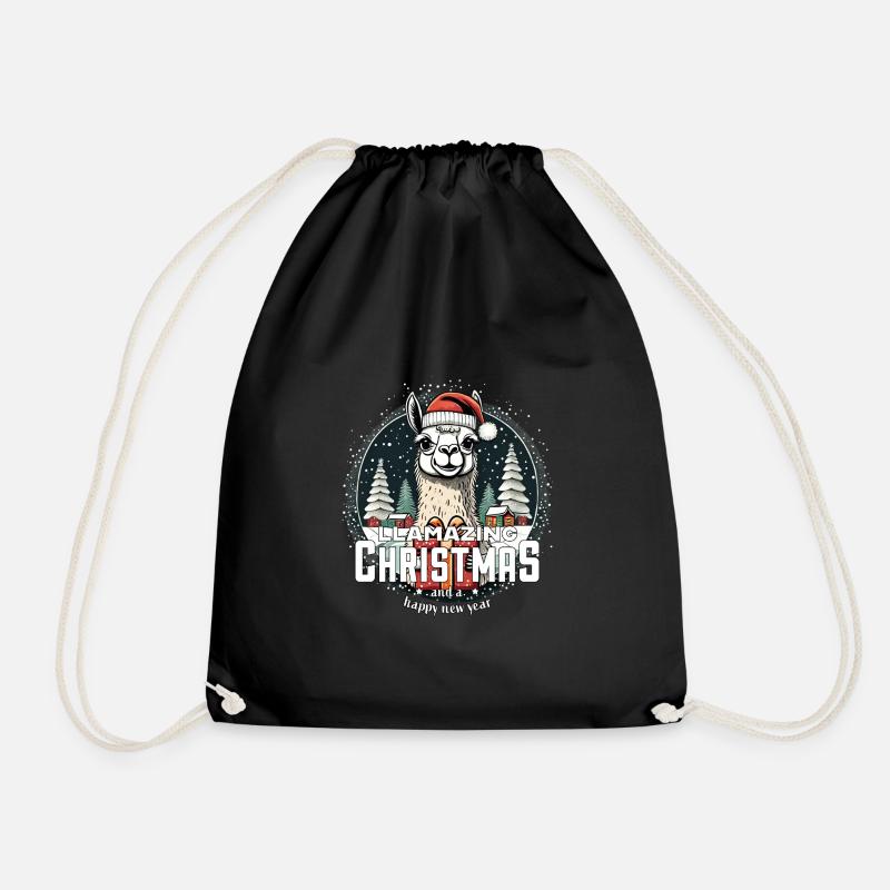 Weihnachtslama llamazing Christmas - Turnbeutel - Schwarz