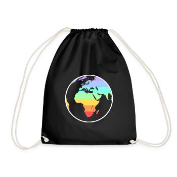 Regenbogen Welt - Turnbeutel - Schwarz - Vorne