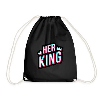 Her King Schrift für Paare im Tik Tok Style - Turnbeutel - Schwarz - Vorne