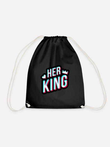 Her King Schrift für Paare im Tik Tok Style - Turnbeutel - Schwarz