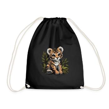 Baby Tiger Wildkatze Jungle - Turnbeutel - Schwarz - Vorne
