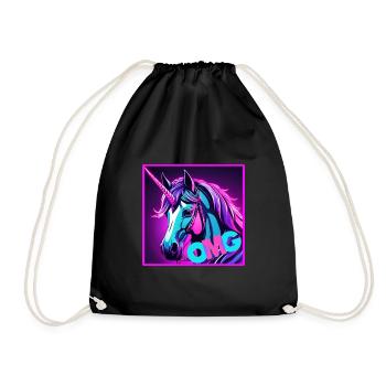 buntes unicorn - Turnbeutel - Schwarz - Vorne