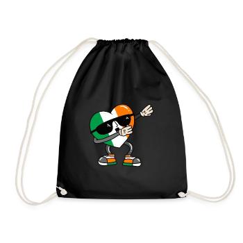 Ireland Flag Dabbing Heart Irish Flag Dublin - Drawstring Bag - black - Front