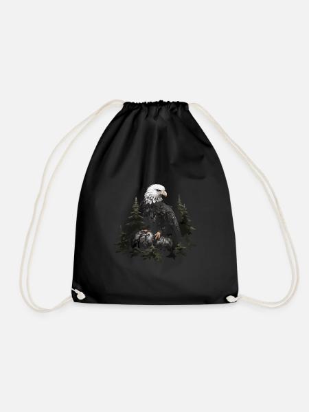 Bald Eagle Eagle Bird Animal Forest - Drawstring Bag - black