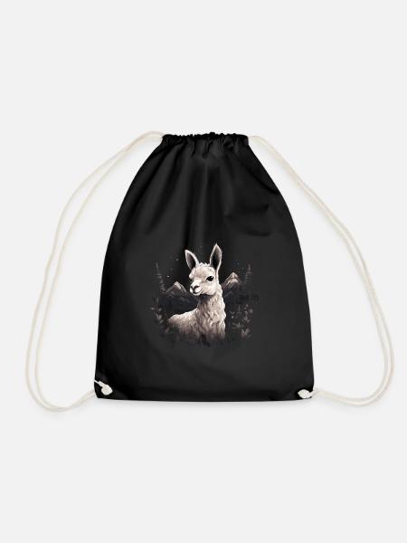 Alpaka Lama LLama - Turnbeutel - Schwarz
