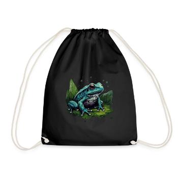 Blue poison dart frog frog tree climber - Drawstring Bag - black - Front