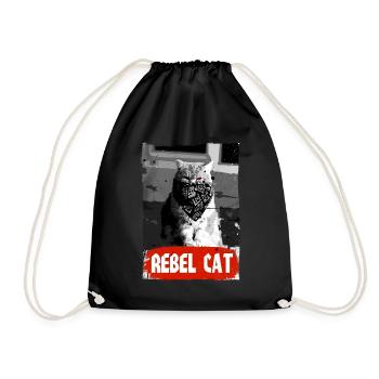 Rebel Cat - Grumpy Cat - Cat - Drawstring Bag - black - Front