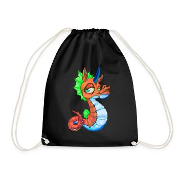 Cute Seahorse Unicorn Seahorse Gift - Drawstring Bag - black - Front