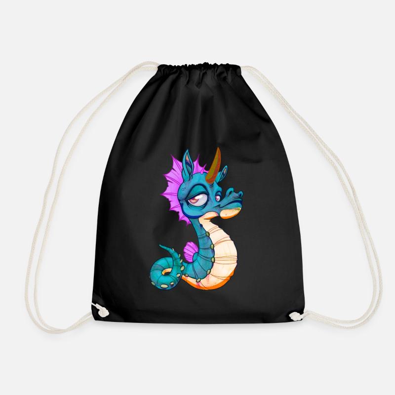 Niedliches Seepferd Einhorn Seepferdchen Geschenk - Turnbeutel - Schwarz