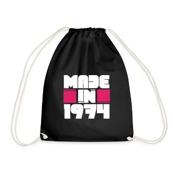 Made In 1974 Geburtstag Jahrgang 74 Geschenk - Turnbeutel - Schwarz - Vorne