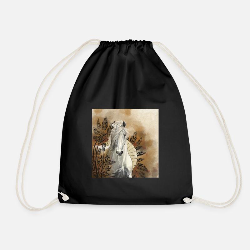 Fall Gray - Drawstring Bag - black