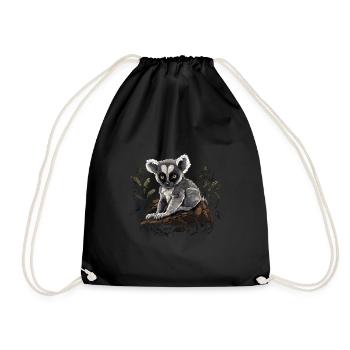 Lemur ring-tailed lemur Madagascar lemurs animal - Drawstring Bag - black - Front