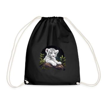 Baby White Tiger Wildcat Jungle - Drawstring Bag - black - Front