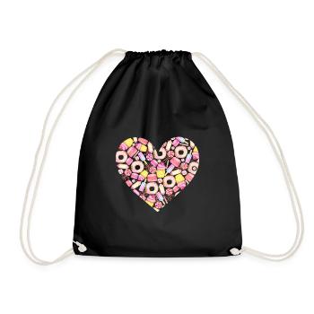 Cadeau d'amour rempli de bonbons colorés - Sac de sport léger - noir - Devant