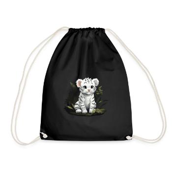 Baby White Tiger Wildcat Jungle - Drawstring Bag - black - Front