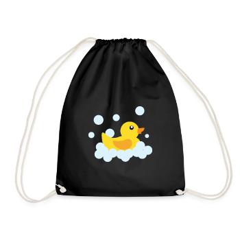 Bath duck yellow duck rubber duck rubber duck bathing - Drawstring Bag - black - Front