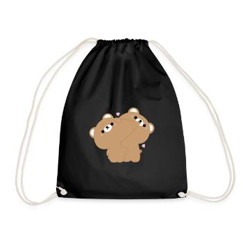 Couple d’ours brun - Sac de sport léger - noir - Devant