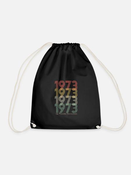 50th Birthday Vintage 1973 Pseudo - Drawstring Bag - black