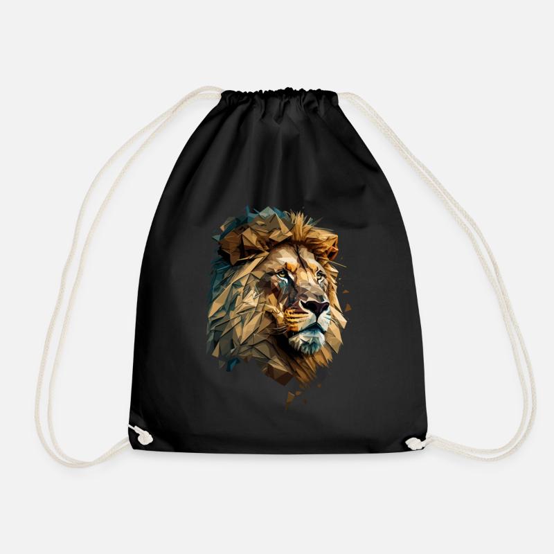 prächtiger Löwe Raubkatze Großkatze Polygon - Turnbeutel - Schwarz