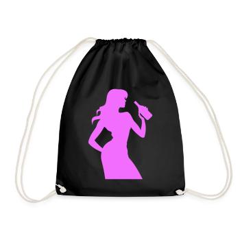 Woman Fun Silhouette - Drawstring Bag - black - Front