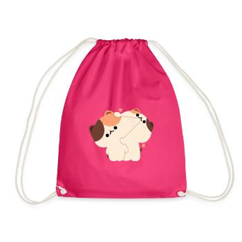 Tortie Katzenpaar - Turnbeutel - Fuchsia - Vorne