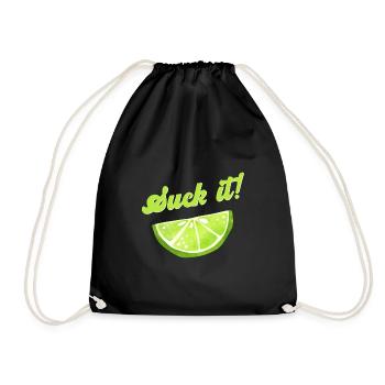 Limetten Scheibe Cocktail Bar Suck It Spruch - Turnbeutel - Schwarz - Vorne