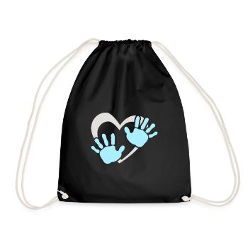 Baby Hand Herz Handabdruck - Turnbeutel - Schwarz - Vorne