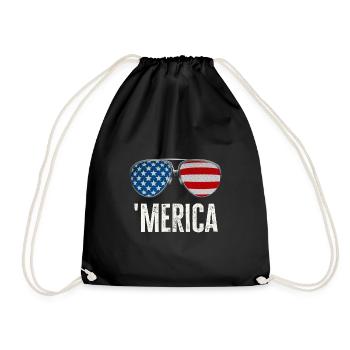 Merica USA Patriot Sunglasses Funny Gift - Drawstring Bag - black - Front