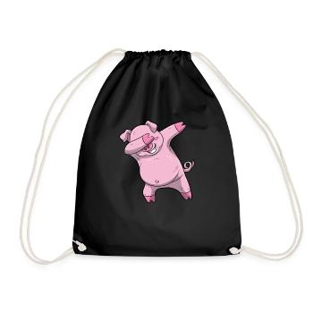 Dabbing Schwein Dab Sau Shirt Kinder Siegespose - Turnbeutel - Schwarz - Vorne