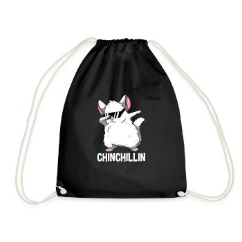 Dabbing Chinchillin Wortspiel Chinchilla Haustier - Turnbeutel - Schwarz - Vorne