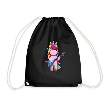 Einhorn E-Gitarre Girl Band Rock Pferd Sängerin - Turnbeutel - Schwarz - Vorne