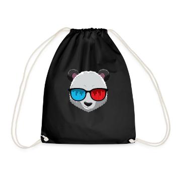 Party Panda DJ Pandas Musik Party Beat Sonnenbrill - Turnbeutel - Schwarz - Vorne