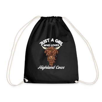 Just A Girl Who Loves Highland Cows - Drawstring Bag - black - Front