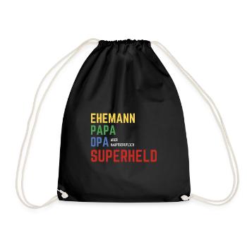 Ehemann, Papa, Opa aber hauptberuflich Superheld - Turnbeutel - Schwarz - Vorne
