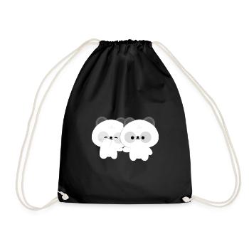 Panda Couple - Drawstring Bag - black - Front