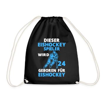 Eishockeyspieler 24 Jahre Eishockey 24 Geburtstag - Turnbeutel - Schwarz - Vorne