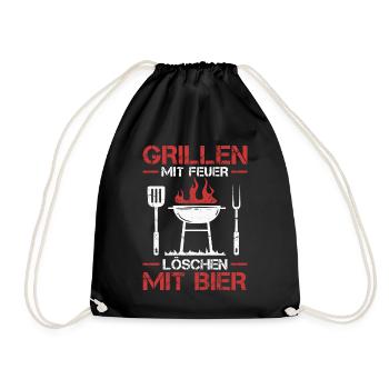 Griller BBQ Grill Grillmeister Grillen Grillparty - Turnbeutel - Schwarz - Vorne