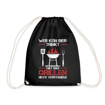 Griller BBQ Grill Grillmeister Grillen Grillparty - Turnbeutel - Schwarz - Vorne