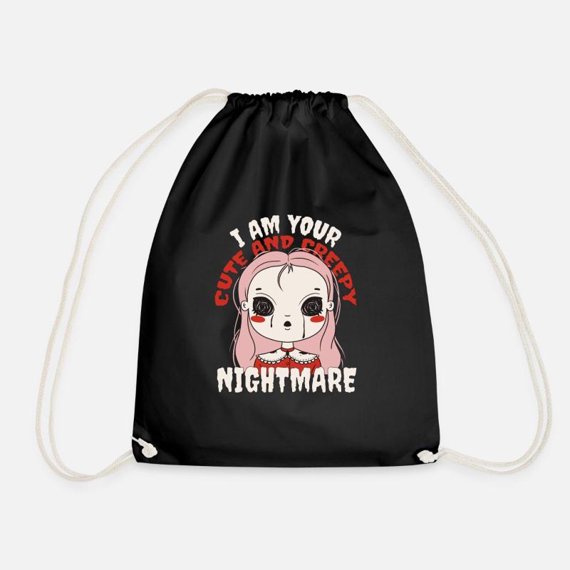 Fille effrayante Mignonne Cauchemar effrayant Halloween - Sac de sport léger - noir
