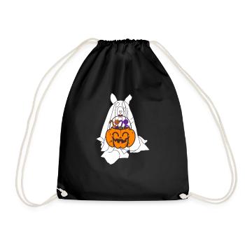 Husky Geist Kürbislaterne Halloween - Turnbeutel - Schwarz - Vorne