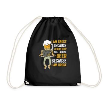Humour du budget de la bière : fauché mais heureux - Sac de sport léger - noir - Devant