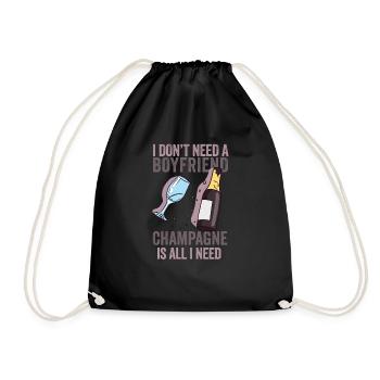 Sparkling wine: my true love - Drawstring Bag - black - Front