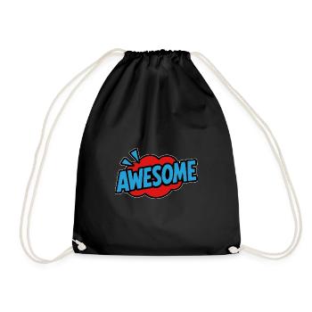 Awesome Retro Lettering Comic - Drawstring Bag - black - Front