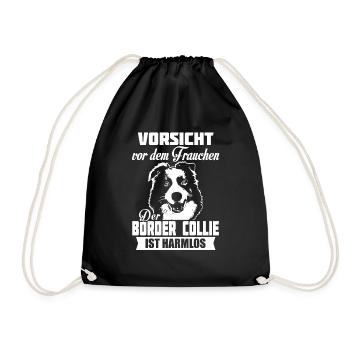 Border Collie - Drawstring Bag - black - Front